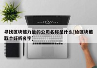 寻找区块链力量的公司名称是什么[给区块链取个好听名字]